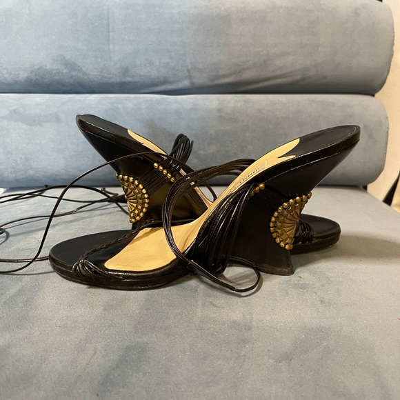 Jimmy Choo Black Strappy Wedges - Picture 3 of 5